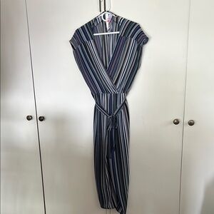 No Boundaries Striped Jumpsuit - Blue and White